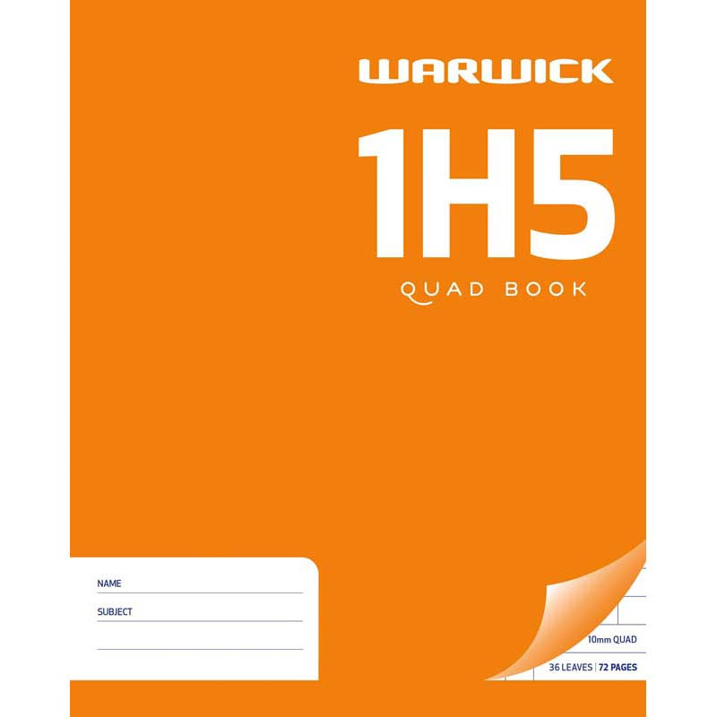 Warwick Exercise Book 1H5 36 Leaf Quad 10mm 255x205mm