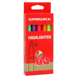 Warwick Highlighter Slimline Assorted 5 Pack