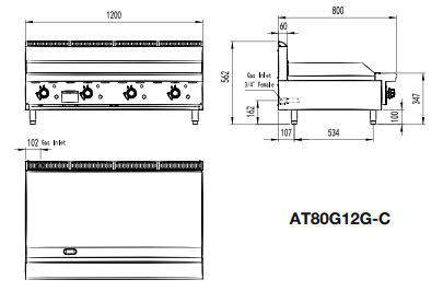 1200 MM HOTPLATE LPG AT80G12G-C-LPG - Cafe Supply