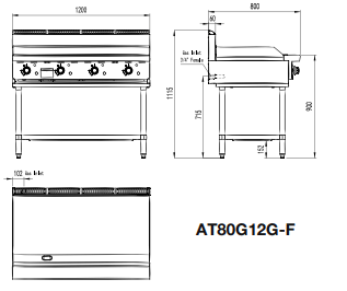 1200MM HOTPLATE LPG AT80G12G-F-LPG - Cafe Supply