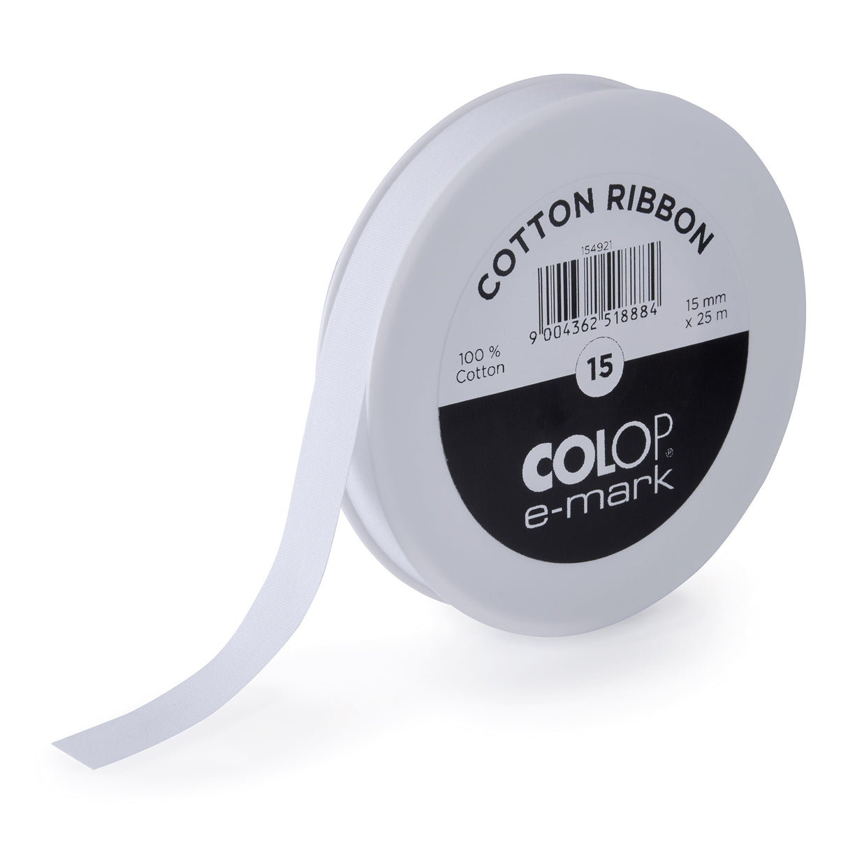 Colop e-mark Ribbon White Cotton 15mm x 25m