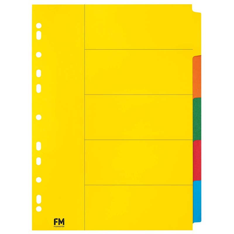 FM Indices A4 5 Tab Coloured Cardboard