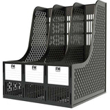 FM Magazine Holder Document 3 Grid Black Plastic