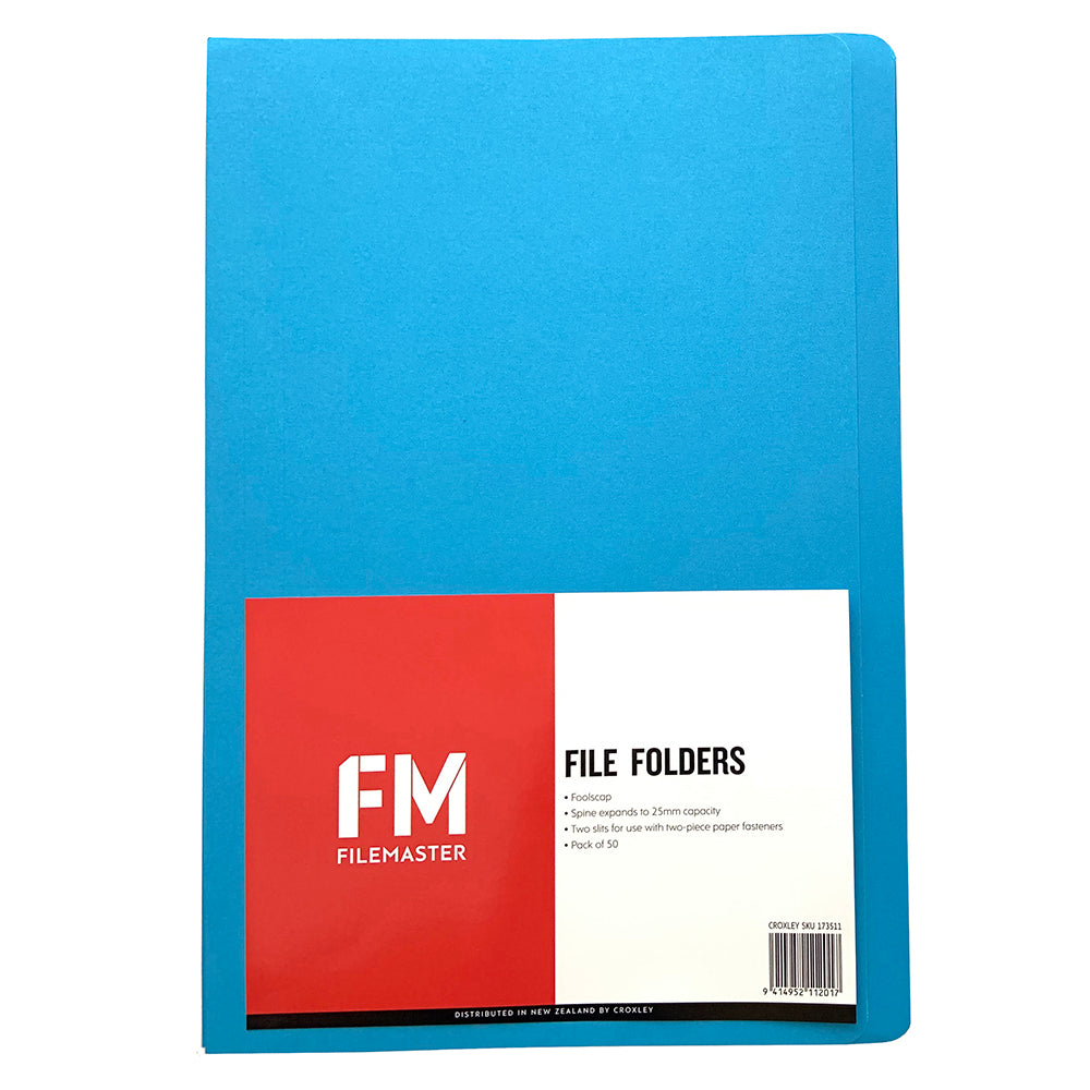 FM File Folder Blue 50 Pack Foolscap