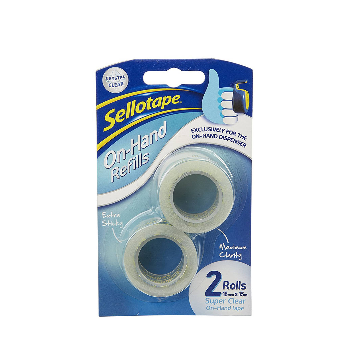 Sellotape On-Hand Refills 18mm x 15m 2 Pack