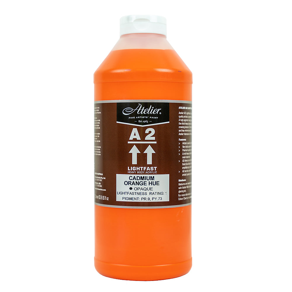 A2 Lightfast Heavybody Acrylic 1 Litre Cadmium Orange Hue