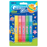 Amos Glitter Glue Neon Colours Pack 5