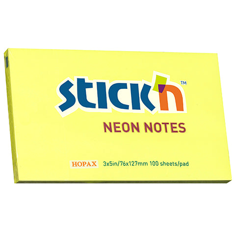 Stick'n Notes 76x127mm 100 Sheet Neon Lemon