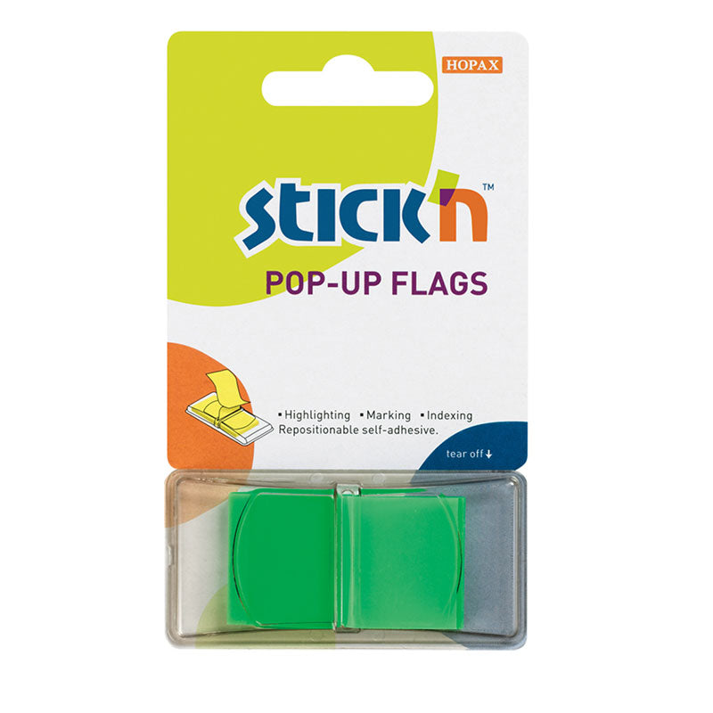 Stick'n Pop Up Flags Green Neon 45x25mm 50 Sheets