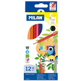 Milan Coloured Pencils Hexagonal Pack 12 Assorted Colours