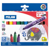 Milan Markers Conic Tip Maxi Pack 12 Assorted Colours