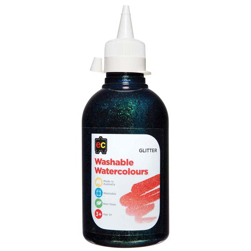 EC Paint Washable Watercolours Glitter 250ml Black