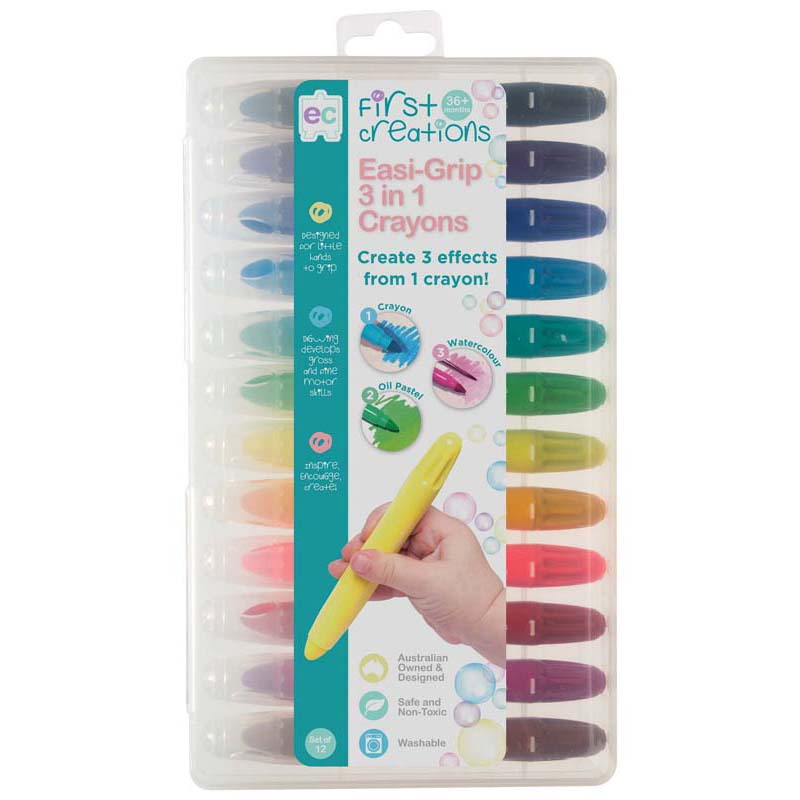 EC First Creations Easi-Grip 3 In 1 Crayons Set 12