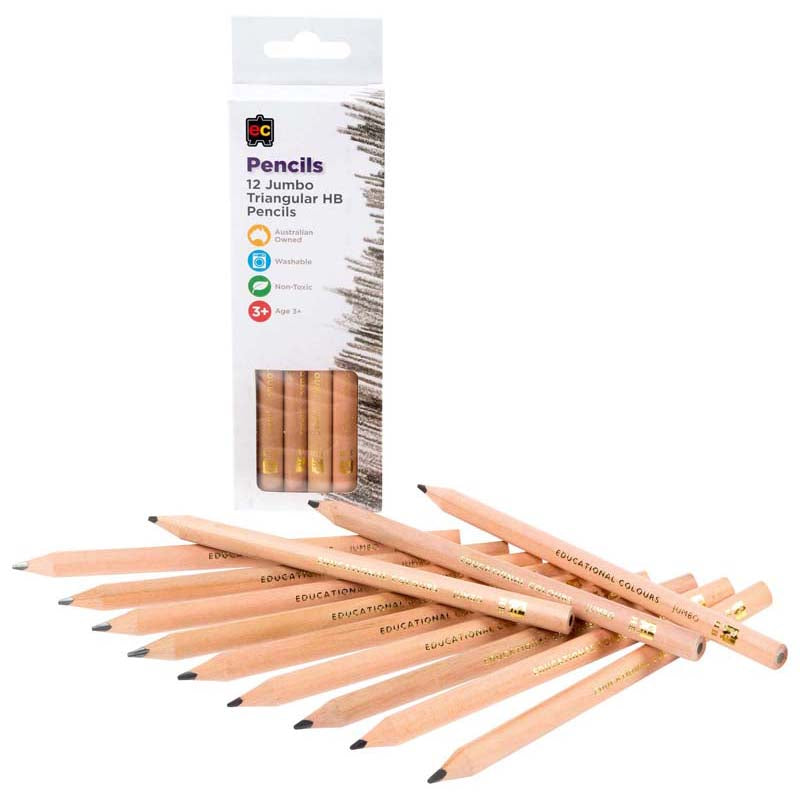 Jumbo Triangular HB Pencils Pack 12 175mmx10mm