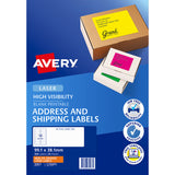 Avery Shipping Label L7163FO Flo Orange Laser 99.1x38.1mm 14up 25 Sheets