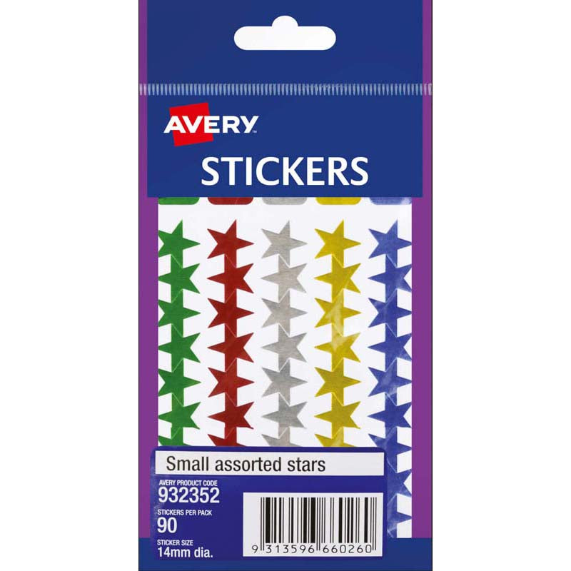 Avery Label Stars Small Assorted 90 Pack - Cafe Supply