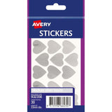 Avery Label Hearts Silver Medium 30 Pack - Cafe Supply