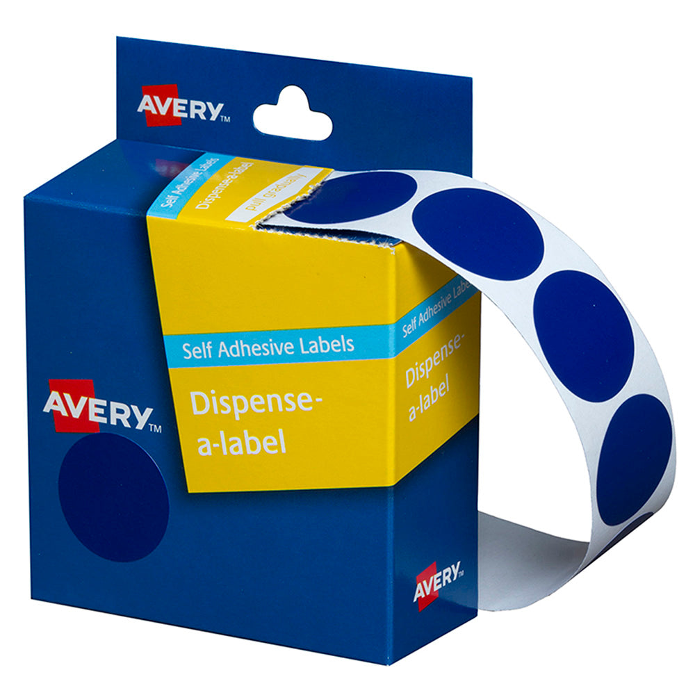 Avery Label Dispenser DMC24B Blue Round 24mm 500 Pack - Cafe Supply