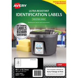 Avery Ultra Resistant Id Label L7913 White Laser 99.1x42.3mm 12up 10 Sheets - Cafe Supply