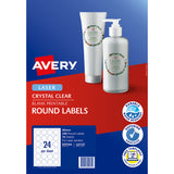 Avery Label L6112C Crystal Clear Round 40mm 24up 10 Sheets - Cafe Supply