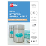 Avery Kitchen & Pantry Labels Oval 60x34mm 10up 4 Sheets - Cafe Supply