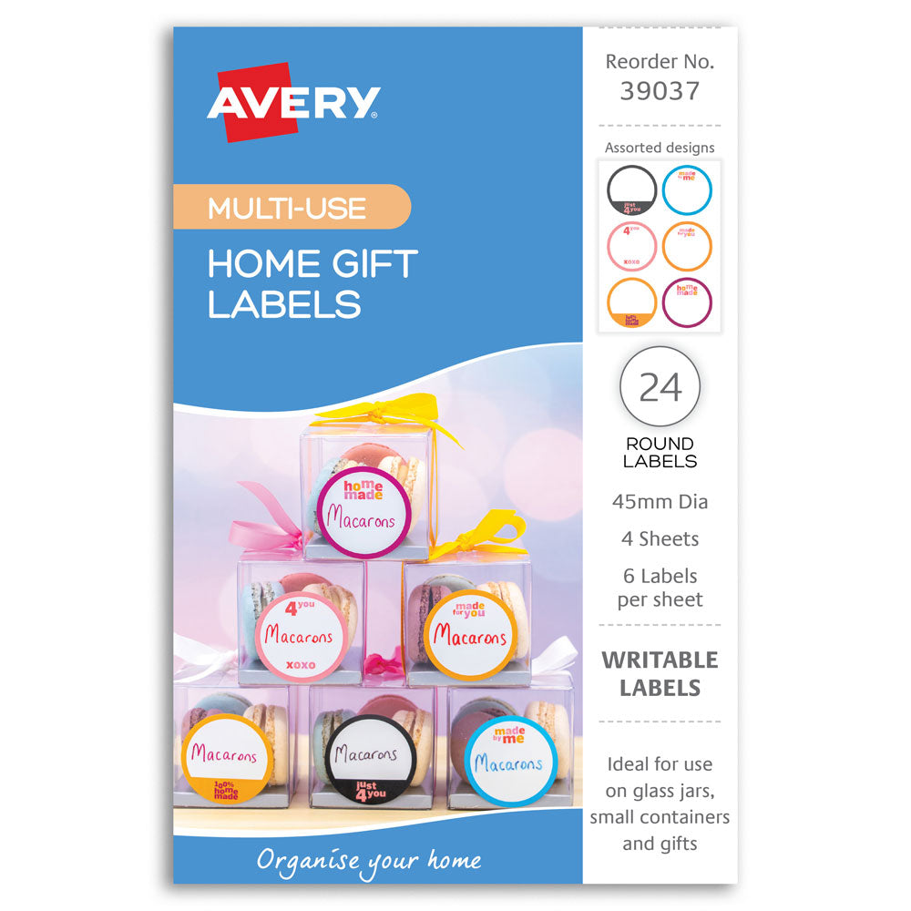 Avery Home Gift Labels 45mm Dia 6up 4 Sheets - Cafe Supply