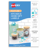 Avery Kitchen & Home Gift Labels Pastel Assorted 10up 4 Sheets - Cafe Supply