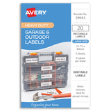 Avery Garage & Outdoor Labels 31x89mm 4up 5 Sheets - Cafe Supply