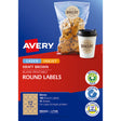 Avery Label L7106 Round Kraft 60mm 12up 15 Sheets - Cafe Supply