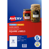 Avery Label L7119 Square White Glossy 35up 10 Sheets 35x35mm - Cafe Supply