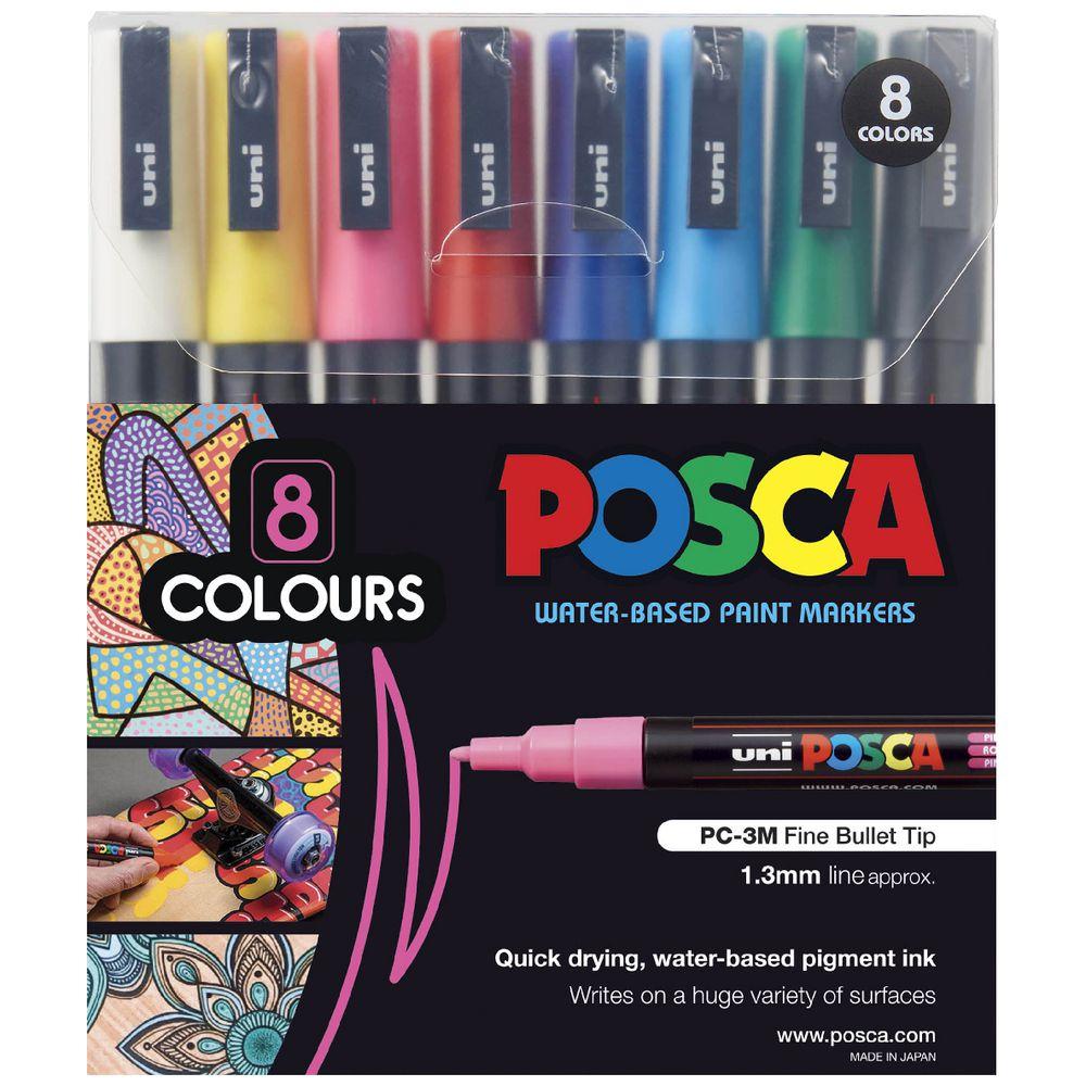 Uni Posca Marker 0.9-1.3mm 8 Piece Asstd PC-3M - Cafe Supply