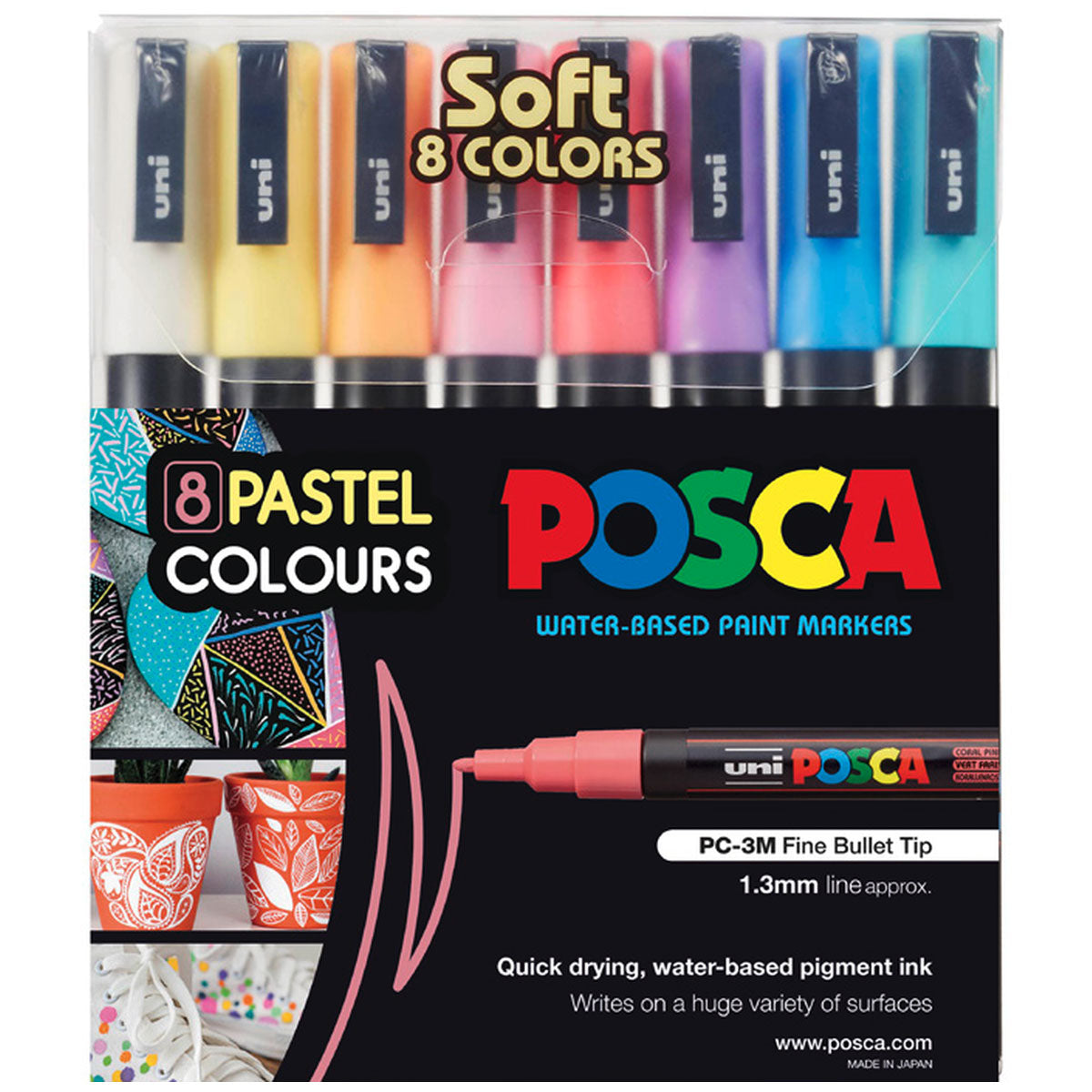 Uni Posca Marker 0.9-1.3mm 8 Piece Pastel Colours PC-3M - Cafe Supply