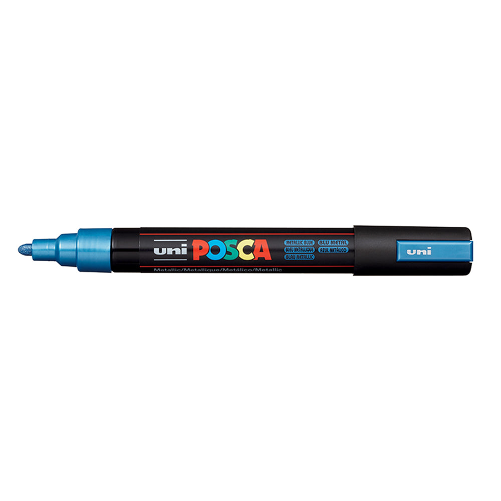 Uni Posca Marker 1.8-2.5mm Med Bullet Metallic Blue PC-5M - Cafe Supply