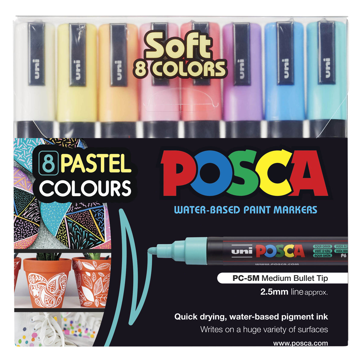 Uni Posca Marker 1.8-2.5mm 8 Piece Pastel Colours PC-5M - Cafe Supply