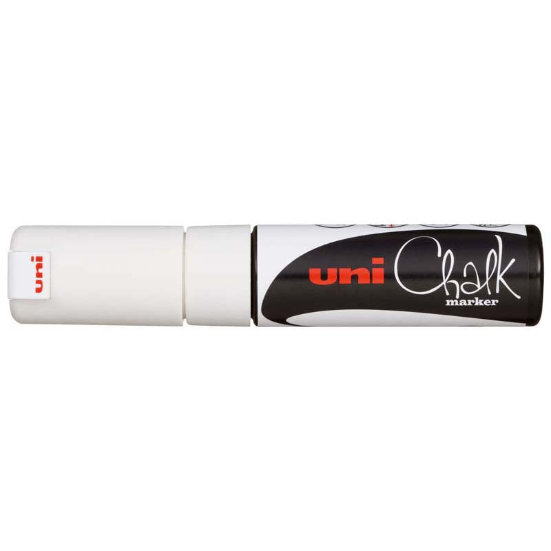 Uni Chalk Marker 8.0mm Chisel Tip White PWE-8K - Cafe Supply