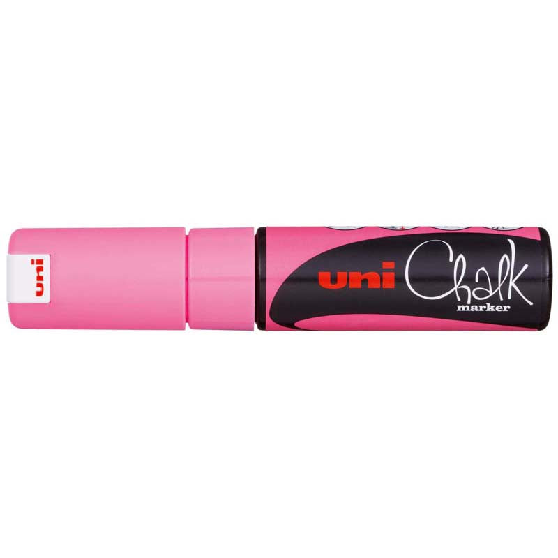 Uni Chalk Marker 8.0mm Chisel Tip Fluoro Pink PWE-8K - Cafe Supply