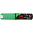 Uni Chalk Marker 8.0mm Chisel Tip Fluoro Green PWE-8K - Cafe Supply