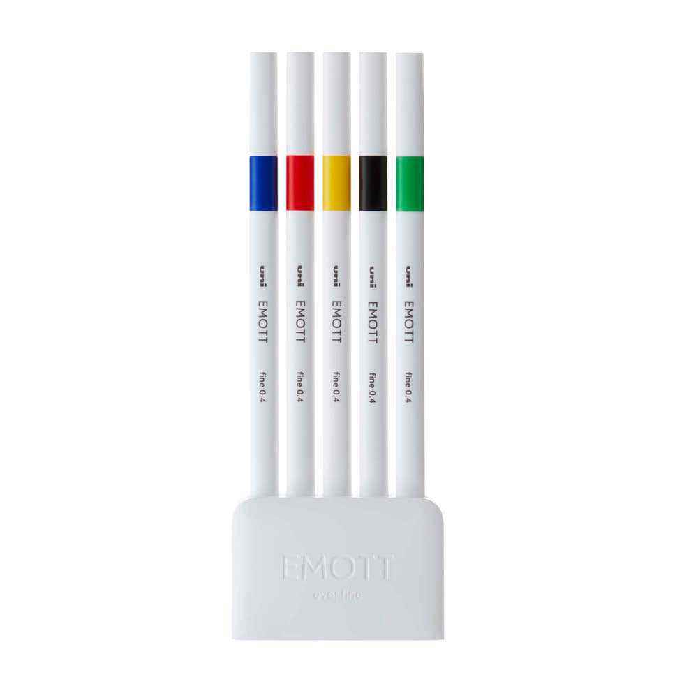 Uni Emott Everfine Fineliners 0.4mm No.1 Assorted 5 Pack - Cafe Supply