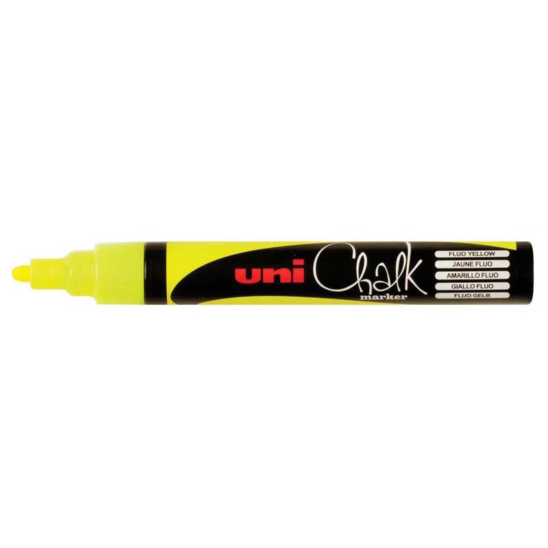 Uni Chalk Marker 1.8-2.5mm Bullet Tip Fluoro Yellow PWE-5M - Cafe Supply