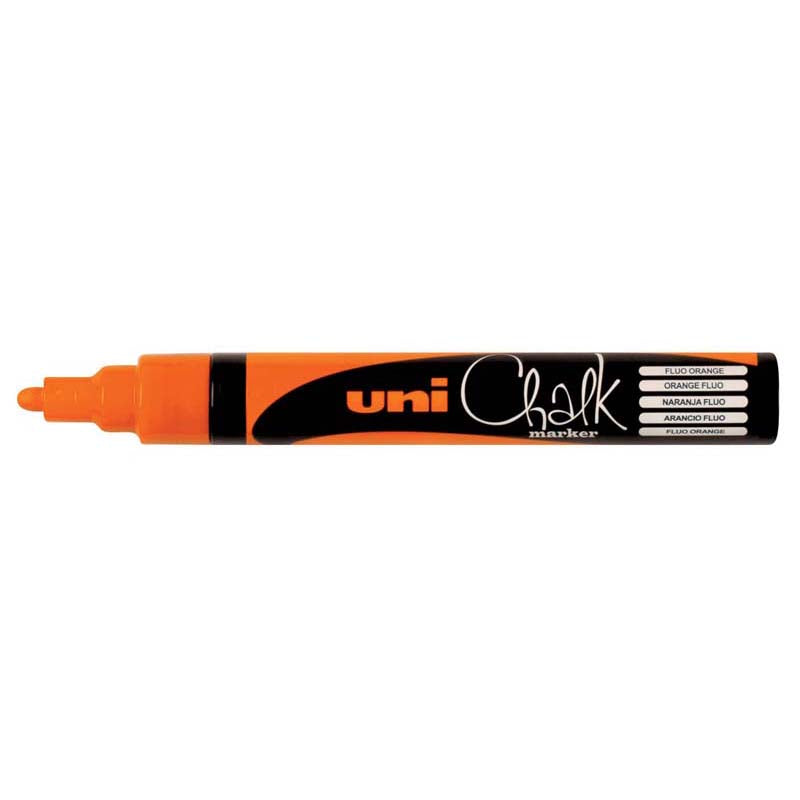 Uni Chalk Marker 1.8-2.5mm Bullet Tip Fluoro Orange PWE-5M - Cafe Supply