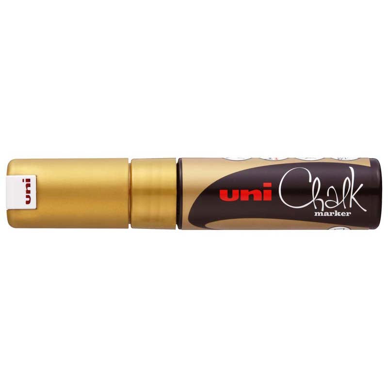 Uni Chalk Marker 8.0mm Chisel Tip Gold PWE-8K - Cafe Supply