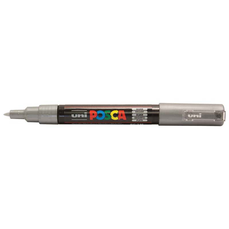 Uni Posca Marker 0.7mm Ultra-Fine Round Tip Silver PC-1M - Cafe Supply