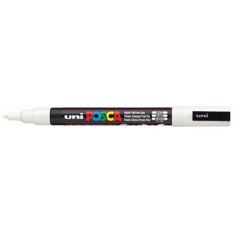 Uni Posca Marker 0.9-1.3mm Fine White PC-3M - Cafe Supply