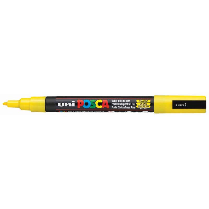 Uni Posca Marker 0.9-1.3mm Fine Yellow PC-3M - Cafe Supply