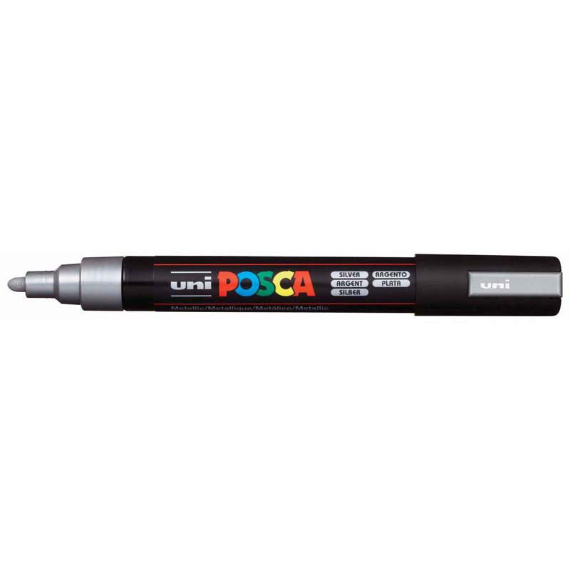 Uni Posca Marker 1.8-2.5mm Med Bullet Silver PC-5M - Cafe Supply