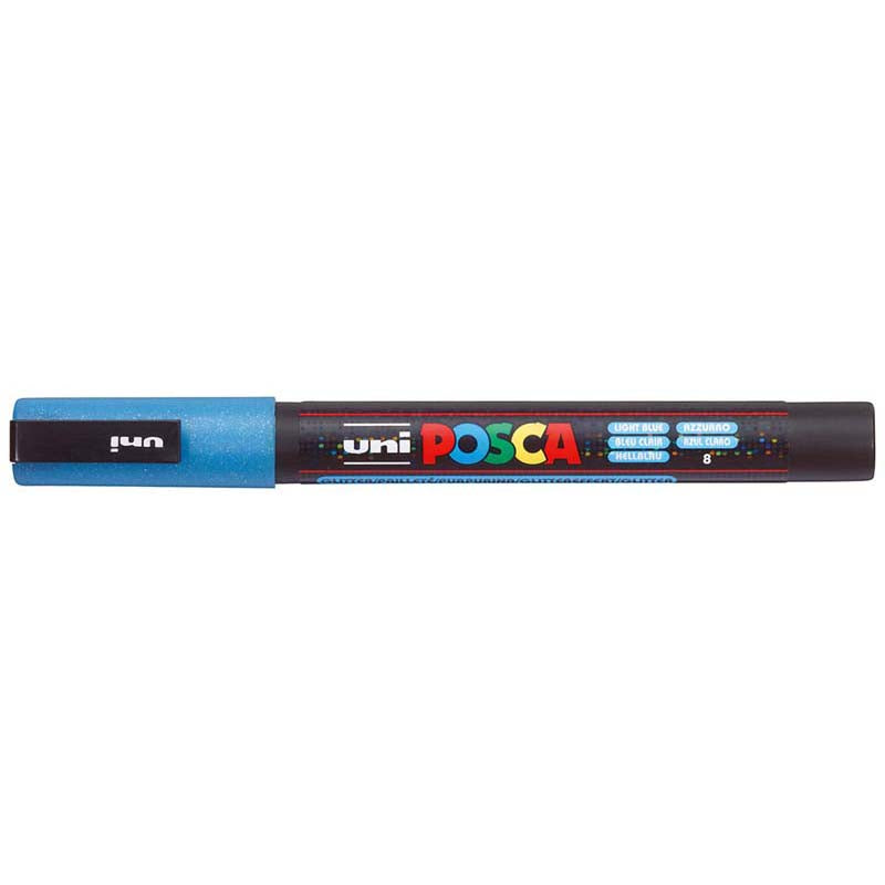 Uni Posca Marker 0.9-1.3mm Fine Glitter Light Blue PC-3M - Cafe Supply