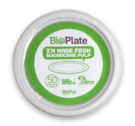 25CM / 10" WHITE BIOPLATES - 50PK - Cafe Supply