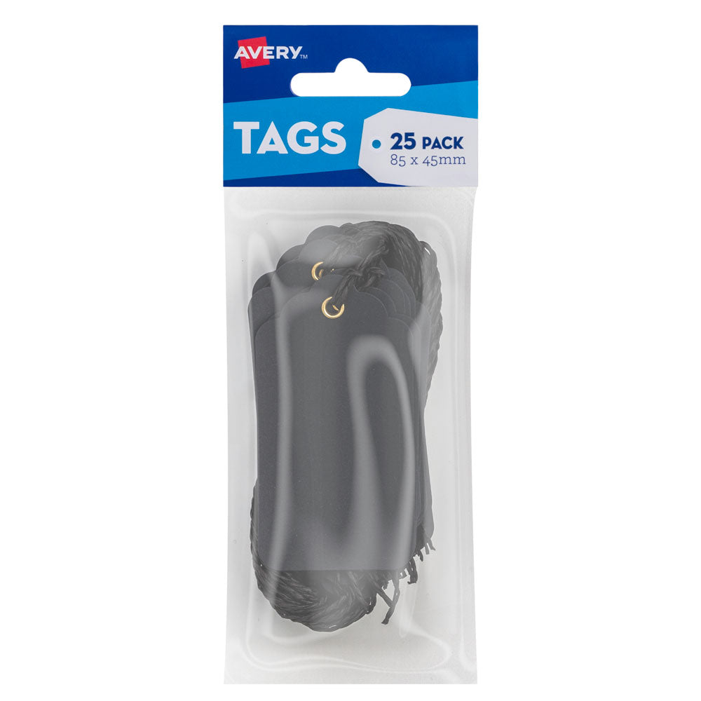 Avery Black Scallop Tags 85x45mm w/string 25 pack - Cafe Supply