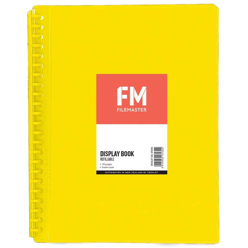 FM Display Book Yellow Insert Cover 20 Pocket Refillable - Cafe Supply