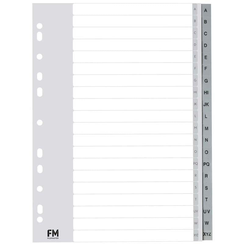 FM Indices A-Z A4 Grey Polyprop - Cafe Supply